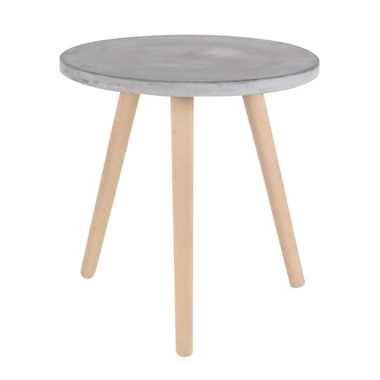 Gray Fiber Clay & Beech Wood Contemporary Accent Table By Ivory And Iris | 18" x 17" x 17" | Michaels®